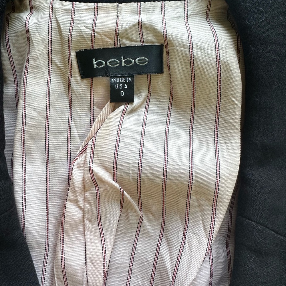 bebe Black Blazer Tailored Suit Jacket Size 0 - Picture 3 of 7